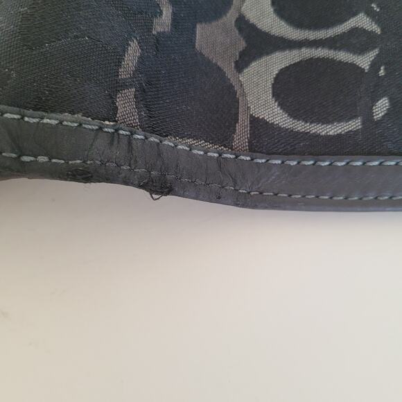 Coach Wallet Canvas Leather Signature Black Trifold 8x4 Large Checkbook Set - Picture 9 of 11